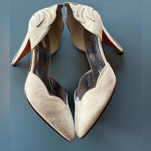 Garolini Vintage made in Italy tan suede and leather sole studded high heels 5